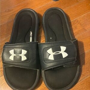 Under Armour Kids Black Slide Sandals with White Logo